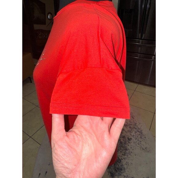 Juicy Couture Red Short Sleeve Soft T-Shirt With Rhinestone Logo S Y2K Academic - Picture 7 of 7